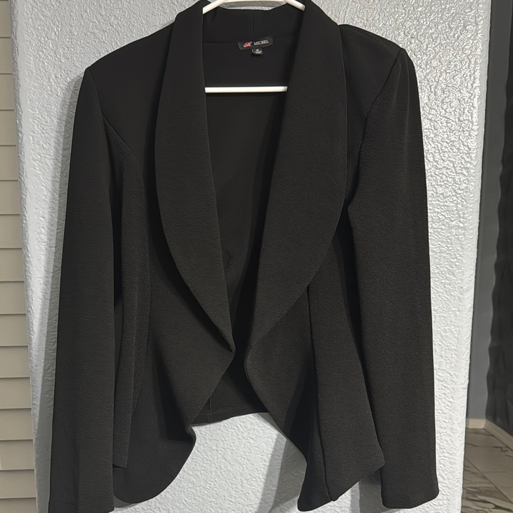 Elegant Black Asymmetrical Blazer with Shawl Collar
